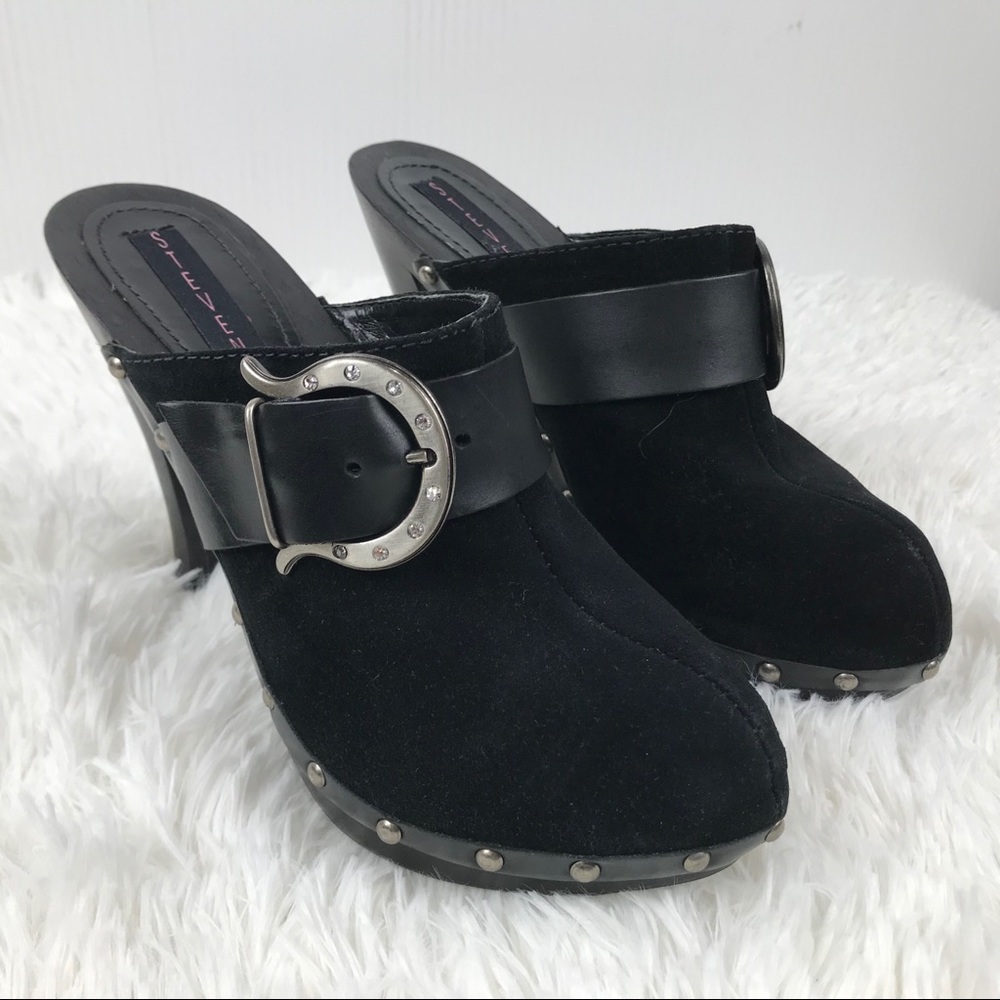 Steven by Steve Madden Tantruum Black Suede Clogs